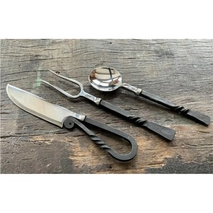 Juego de Cubiertos de Lujo de 20 Piezas de Acero Inoxidable, Forjado a Mano, con Mango Trenzado, Juego de Vajilla Plateada, Servicio de Vajilla Pulida a Espejo - Product Image 6