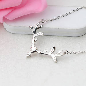 Pendentif en argent S925, support vide pour perle de 7-8 mm, ensemble collier en forme de cornes de cerf, collier en cristal DIY, accessoire semi-fini - Product Image 3