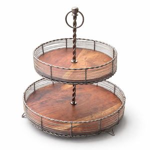 Strong Wooden Two Tier <b>Cake</b> Stand For Dessert Table Display At <b>Wedding</b> Birthday Party Events - Product Image 6