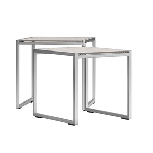 Minimalist Metal Nesting <b>Table</b> With Marble Top Contemporary Furniture Set <b>For</b> Stylish Home And Office Interiors - Product Image 1