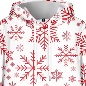 Manta con Capucha con Diseño de Copos de Nieve Rojos, Manta de Forro Polar para Usar como Ropa, Unisex, Sublimación - Product Image 3