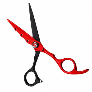 Tijeras de Peluquería Profesionales de 6 Pulgadas, Acero Inoxidable, Hoja Afilada, Logotipo Personalizado, Ligeras, Rojas y Negras, para Uso en Salón y Barbería - Product Image 5
