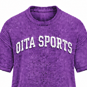 <b>Purple</b> Men Knitted <b>T</b> <b>Shirt</b> Short Sleeve Crew Neck Textured Casual Top Custom Printed Streetwear Summer Fashion Wholesale Apparel - Product Image 3
