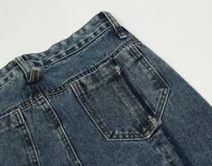 Jean en denim pour homme, coupe droite classique, écologique, respirant, délavé, taille haute, déchiré, style vintage streetwear, personnalisé - Product Image 4