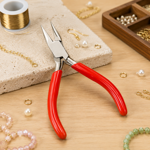 Precision Chain Nose Pliers Stainless Steel Red Handle Mini Jewelry Making Tool for <b>Wire</b> Bending & DIY <b>Crafts</b> - Product Image 4