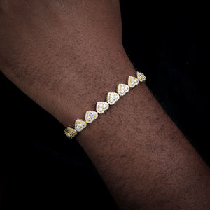 Luxury Heart Cut Crystal Bracelet 22K Gold Plated Bezel Setting Unisex Everyday Wear Chain Link Jewelry - Product Image 2