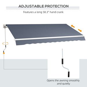 Elegante Tenda da Sole Retrattile per Esterni 12x8 Piedi, Grigio Scuro, Resistente ai Raggi UV e all'Acqua, con Manovella Manuale Estensibile per Terrazze - Product Image 6