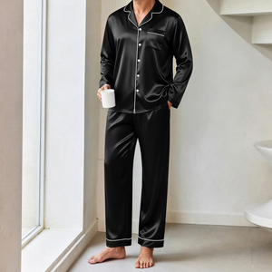 Ensemble de pyjama en satin à manches longues pour hommes, produit très vendu, pyjama long pour hommes, prix avantageux - Product Image 2