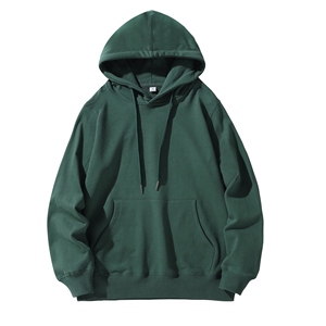 Sudadera con Capucha Blanca de Algodón para Hombre, Corte Holgado, Estilo Casual, Color Sólido, Bolsillo Frontal, Felpa Francesa, Mezcla de Algodón Básico - Product Image 2