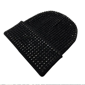 Luxury Full Rhinestone Beanie Hat Shiny Black <b>Winter</b> <b>Cap</b> for Women Glamorous Party Wear Beanie - Product Image 1