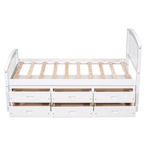 Letto a piattaforma in legno massello con 6 cassetti, bianco, per bambini - Product Image 6