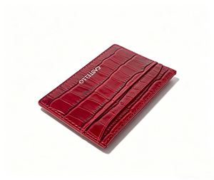 [Highly Recommended] Castello Genuine Leather Slim Card Case <b>Wallet</b> Open Closure Foiled Logo Unisex Black Navy Green Red - Product Image 4