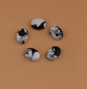 Turquoise Buffalo Blanc Naturel 10x14mm Forme Ovale Dos Plat Poli Brillant Lisse Cabochon Libre pour Fabrication de Bijoux Pendentif - Product Image 2