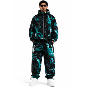 Custom Graphic Outdoor Set Waterproof Windbreaker Mesh Inner Lining <b>jacket</b> for men Two Piece Matching Outerwear Sweatpants Nylon - Product Image 1
