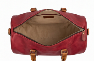 Luxurious Full Grain Red Leather High Quality Portable Gym Duffle <b>Bag</b> DF-13 Retro Travel Weekend <b>Overnight</b> Luggage Polyester - Product Image 4
