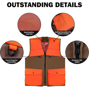 Chaleco de Caza Upland 2026 con Múltiples Bolsillos Marrón/Naranja, Chaleco de Caza de Aves con Bolsa Expandible para Caza, Fabricado por Imra Impex - Product Image 3