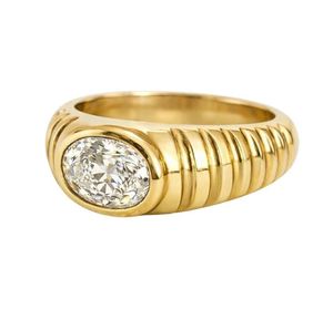 Oval Cut Moissanite Mens <b>Ring</b> 925 Sterling Silver Yellow Gold Plated Modern Engagement Band Minimalist <b>Statement</b> <b>Ring</b> - Product Image 1