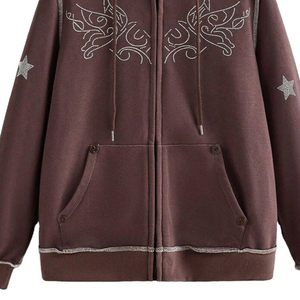 Y2K <b>Rhinestone</b> Zip Up Hoodie Women Oversized Butterfly Star Graphic Sweatshirt Vintage Harajuku Streetwear Aesthetic <b>Jacket</b> - Product Image 2