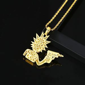 Collier pendentif Hip Hop Iced Out avec personnage de dessin animé, plaqué or, diamant Moissanite, bijoux Bling pour homme - Product Image 4