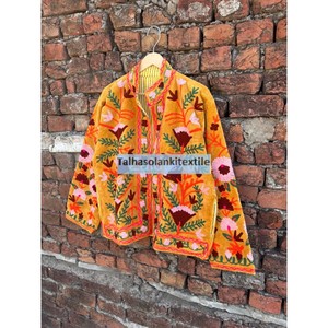 Veste en velours brodée à la main, motif floral, col châle, manteau de printemps pour femme, style Prairie Chic, manches longues - Product Image 4