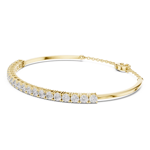 TRENDY LAB GROWN 2.3CT CUT DIAMOND RHODIUM PLATED LUXURY 18KT YELLOW <b>GOLD</b> BRACELET SET for GIFTING PARTY DAILY OFFICE USE WOMEN - Product Image 1
