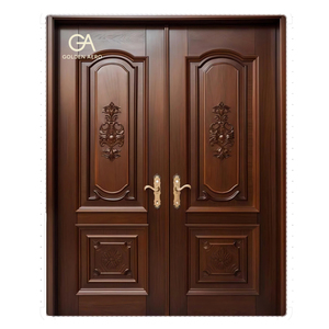 GA-56S Puerta Doble Frontal de Madera Maciza con Panel Tallado en Relieve, Directo de Fábrica para Proyectos de Casas Personalizadas - Product Image 3