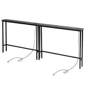 Set di 2 Tavoli Consolle Stretti da 100 cm con Prese di Corrente e Porte USB, Tavolo Lungo da Divano con Cornice in Metallo a Specchio Codice 08954088 - Product Image 4