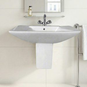 Lavabo demi-pied en céramique moderne européen Eros Square, luxe, à fixation murale, pour usage hospitalier, exportation Inde - Product Image 5