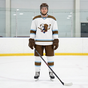 Maillots de hockey imprimés OEM avec logo personnalisé, nom de l'équipe, 100% polyester, séchage rapide, uniformes de hockey sur glace, col en V, manches longues, unisexe - Product Image 2