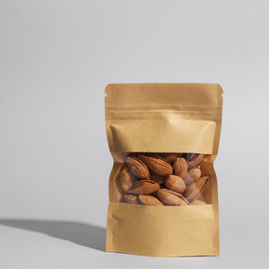 Pochette en papier kraft à fond plat, réutilisable, recyclable, adaptée aux aliments, pour graines, épices, bonbons, petits cadeaux, écologique, avec fermeture à glissière, usage général - Product Image 2