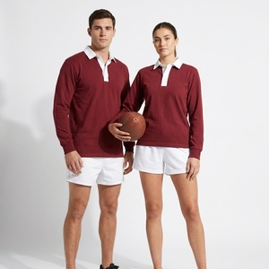 Chemises en jersey tricoté 100% polyester recyclé personnalisées, broderie, manches longues, polo de rugby, vêtements de sport unisexes - Product Image 2