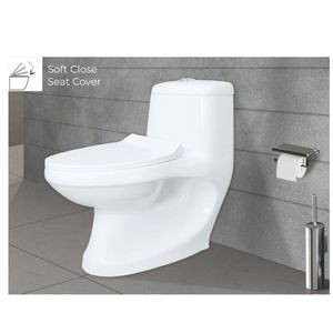 Inodoro esquinero moderno y duradero de una pieza, de porcelana blanca, 735x380x675mm, inodoro de cerámica para uso comercial en baños de construcción. - Product Image 3