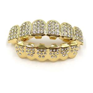 Grillz dentaire complet plaqué or 18 carats, style Hip Hop, entièrement serti de moissanite, ensemble supérieur et inférieur, pour fêtes et cosplay - Product Image 4