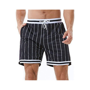 <b>Men</b> Striped Board Shorts Quick Dry Drawstring Casual Swim <b>Trunks</b> Mid Waist Short Length Woven Polyester - Product Image 1