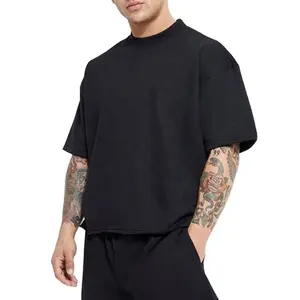 Box Fit Herren zugeschnittenes übergroßes T-Shirt 100 % Baumwolle Boxy-T-Shirt schnell trocknend Streetwear mit fallenden Schultern nachhaltige Übergröße