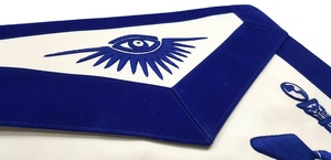 Past Master Blue Lodge <b>Apron</b> Blue Velvet with Gold Hand made Embroidery Silk Threads <b>White</b> Leather with Cords - Product Image 6