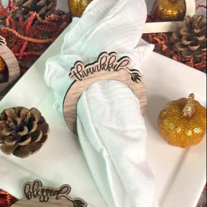 แหวนรองผ้าเช็ดปากไม้เอ็มดีเอฟทำมือ ตกแต่งโต๊ะอาหาร ดีไซน์อเมริกัน สั่งทำชื่อและโลโก้ได้ - Product Image 1