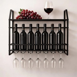 Moderno estante para botellas montado en la pared, organizador elegante para salsas, aceites y botellas pequeñas de bebidas, licores o botellas de vino - Product Image 5