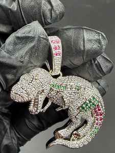 Colgante de Dinosaurio de Moissanita Multicolor con Diseño de Animal para Fiesta Hip Hop, Joyería Fina de Plata 925, Colgantes y Dijes - Product Image 3