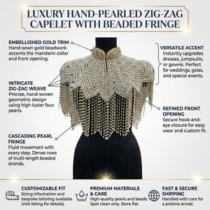 Pearl Beaded Shoulder Cape Collar with Fringe Tassels Women Evening Party <b>Wedding</b> Dress Overlay Fashion Garment <b>Accessory</b> - Product Image 6
