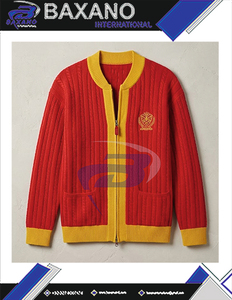 NSPDK Sorority Cardigan <b>Sweater</b> Red & Yellow Embroidery Stylish College Apparel for Women Knitwear Casual Acrylic Knit <b>Sweater</b> - Product Image 4