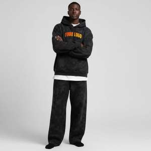 Ensemble sweat à capuche et short de survêtement pour homme, style vintage, délavé à l'acide, effet usé, personnalisé, avec impression en relief, 100% coton respirant, idéal pour l'été - Product Image 6