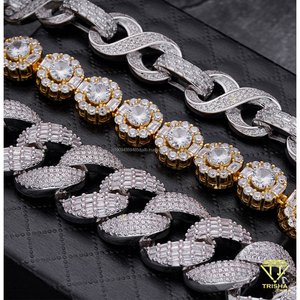 สร้อยคิวบาลิงค์แบบ Iced Out เงินแท้ 925 ประดับเพชรโมอิสซาไนต์ เครื่องประดับฮิปฮอปสุดหรู สำหรับผู้ซื้อขายส่ง - Product Image 2