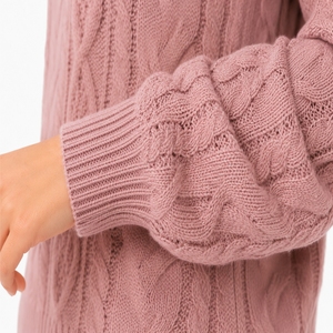 Pull pour femme couleur blush, tricot torsadé, élégant, confortable, chaud, pull décontracté de qualité supérieure, tendance de la mode hivernale pour femmes - Product Image 5