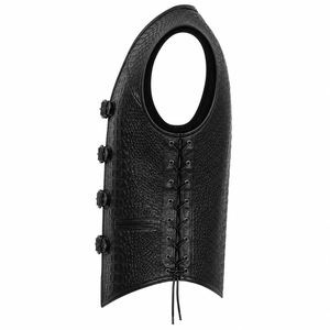Factory Custom Made Crocodile Embossed Leather <b>Biker</b> Vest Mens Motorcycle Vest Genuine Leather Buckle Closure <b>Waistcoat</b> OEM OD - Product Image 5