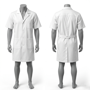 Blouse de laboratoire blanche en sergé de polycoton 240 GSM de qualité supérieure, avec panneau arrière ajustable, broderie personnalisée et logo imprimé, uniforme médical - Product Image 5
