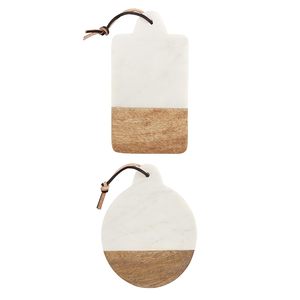 Planche à fromage ronde en marbre et bois, élégante, pour servir du fromage, de la charcuterie et des en-cas - Product Image 3