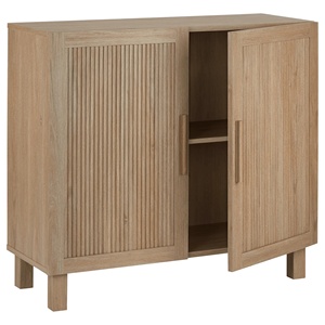 Modern Solid Teak Wood <b>Sideboard</b> with Natural Finish Fluted Design and Customizable Color for Dining Room and Kitchen Use - Product Image 4
