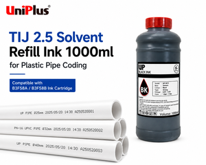 Uniplus TIJ 2.5 Solvent <b>Refill</b> <b>Ink</b> 1000ml for Plastic Pipe Coding Compatible with B3F58A B3F58B <b>Ink</b> Cartridge - Product Image 1