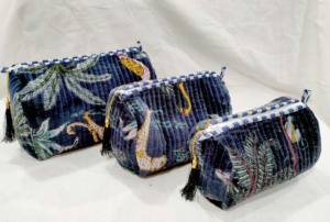 Ensemble de trousses de toilette en velours matelassé, sacs à maquillage pour cosmétiques, cadeau d'anniversaire ou de mariage, sacs à fermeture éclair - Product Image 4